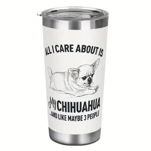 New White Stainless Steel Chihuahua Tumbler